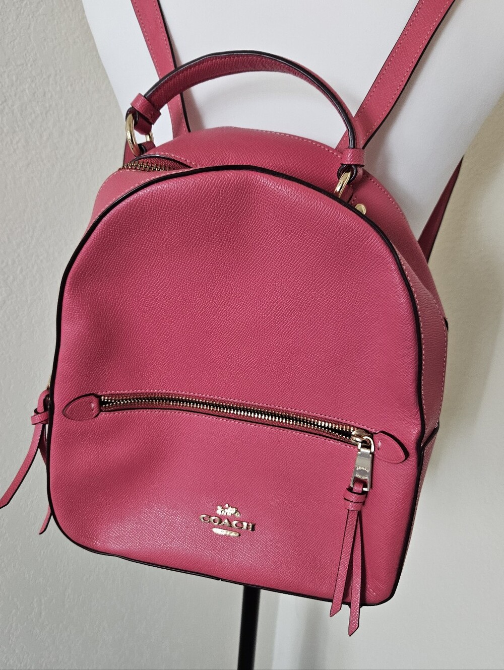 Coach Jordyn Backpack in vibrant pink leather